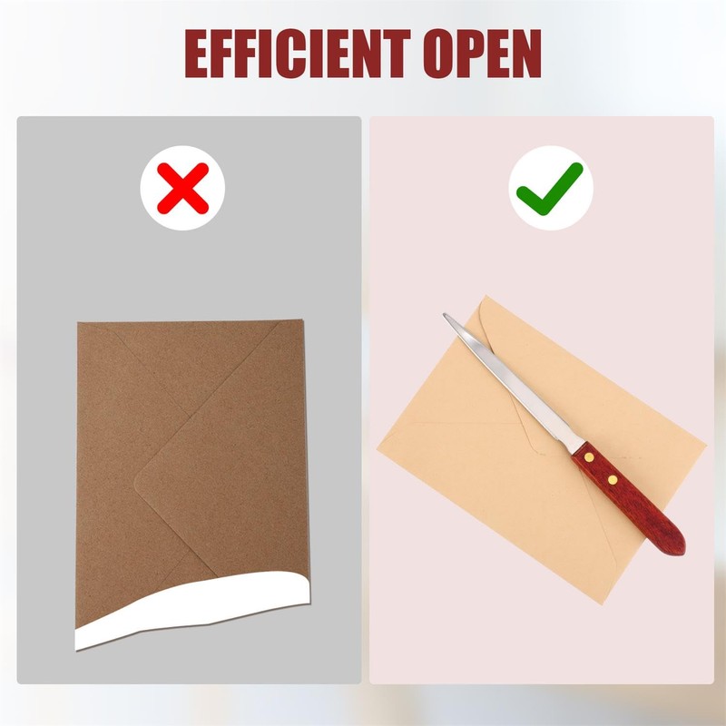 2pcs Letter Openers, Durable Stainless Steel Envelope Cutter with Wooden