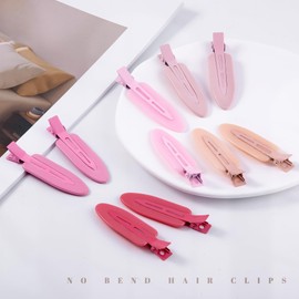 Cptots 10 Pcs Creaseless Hair Clips No Crease Hair Clips No Bend Hair Clips Flat Hair Clips For Styling No Slip Makeup Clips For Women Salon Hairstyle,Gradual Pink Rose Red