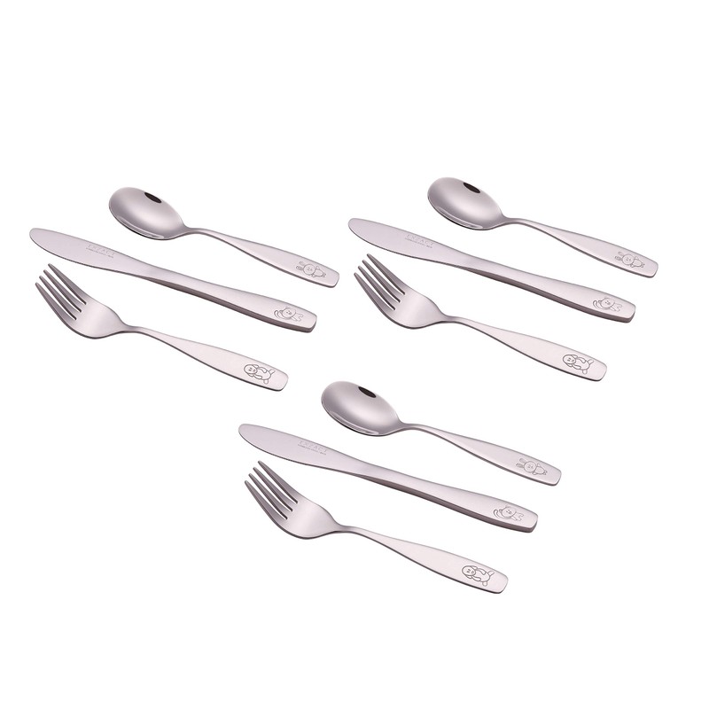 EXZACT Childrens Cutlery 9pcs Set Stainless Steel Kid Cutlery/Todler Silverware