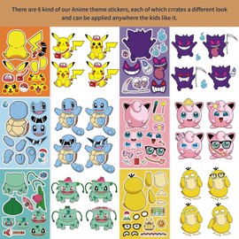 24 Pcs Face Stickers for Kids Party Favor Supplies Craft, Make Your Own Stickers Characters DIY Stickers for Children Party Bags