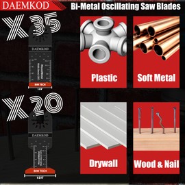 DAEMKOD 55 Pack Bi-Metal Oscillating Tool Blades, Quick Release Multitool Blades for Soft Metal Hard Wood Plastic, 34MM and 44MM Multi Tool Blades Kits, Saw Bldes for Oscillating Tool Accessories