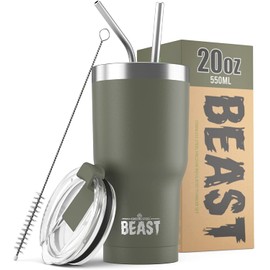 Beast 20 oz Tumbler Stainless Steel Vacuum Insulated Coffee Ice Cup Double Wall Travel Flask (Army Green)