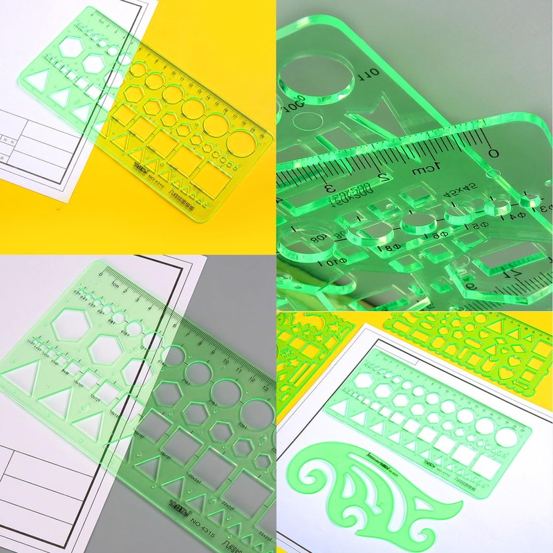 geometric plastic circle square hexagon template ruler drawing plastic circle