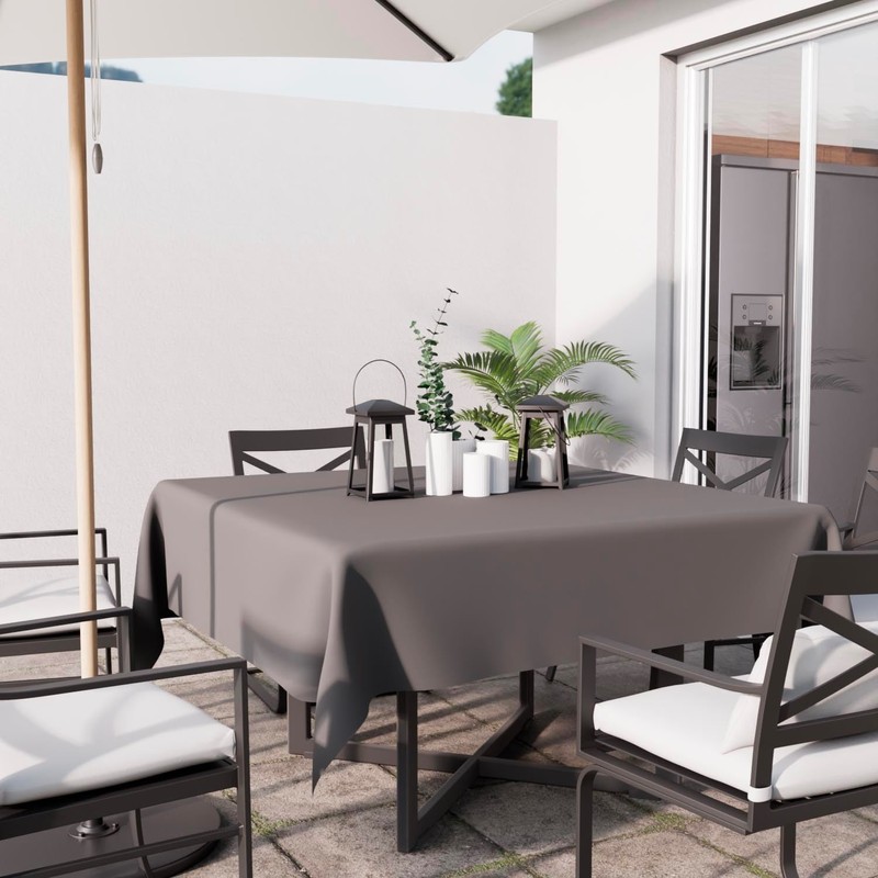 Soleil d'ocre Alix Nappe, Polyester, Grey, 140 x 140 cm