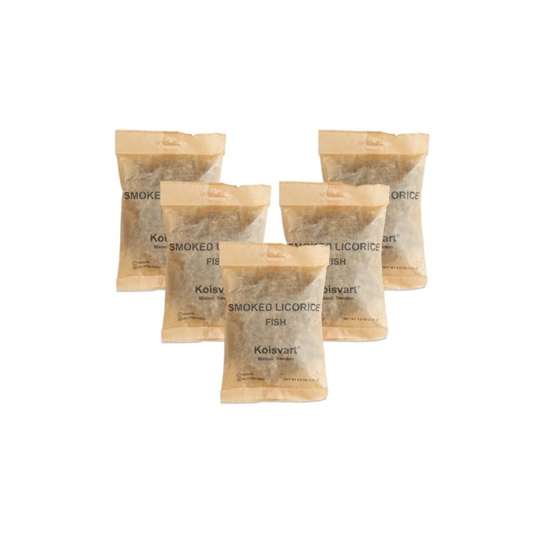 Smoked Licorice Swedish Candy Fish, 4.2oz (Pack of 5)