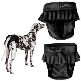 FINNERO Ballerina Dog Diaper – Washable, Reusable, Leak-Proof – Heat, Period & Urine Incontinence Protection – Comfortable, and Stylish Design – Adjustable Fit for Female Dogs – XL, Black