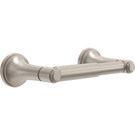 Franklin Brass Woodruff (1-Pack) Toilet Paper Holder Satin Nickel Tissue Roll Holder for Bathroom Organization and Storage Spring-Loaded Toilet Tissue Holder Wall Bathroom Accessories WDRF50-SN