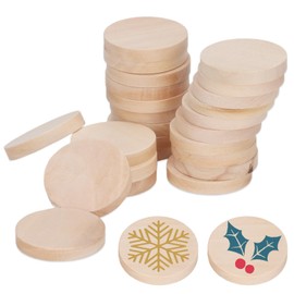 1 Inch Round Wooden Discs, 50PCS Unfinished Blank Wood Pieces for Crafts Unfinished Wood Crafts Small Wooden Circles for Crafts Wood Cutouts Christmas Ornaments for Craft and Decoration