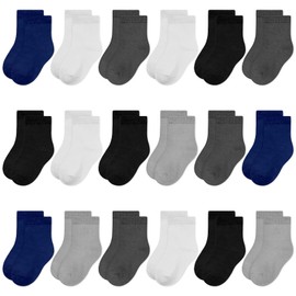 SPTRAMLE Toddler Crew Boys socks - 18 Pairs Baby Breathable Crew Socks For Toddler Boys Or Girls（7-10 Years Old）