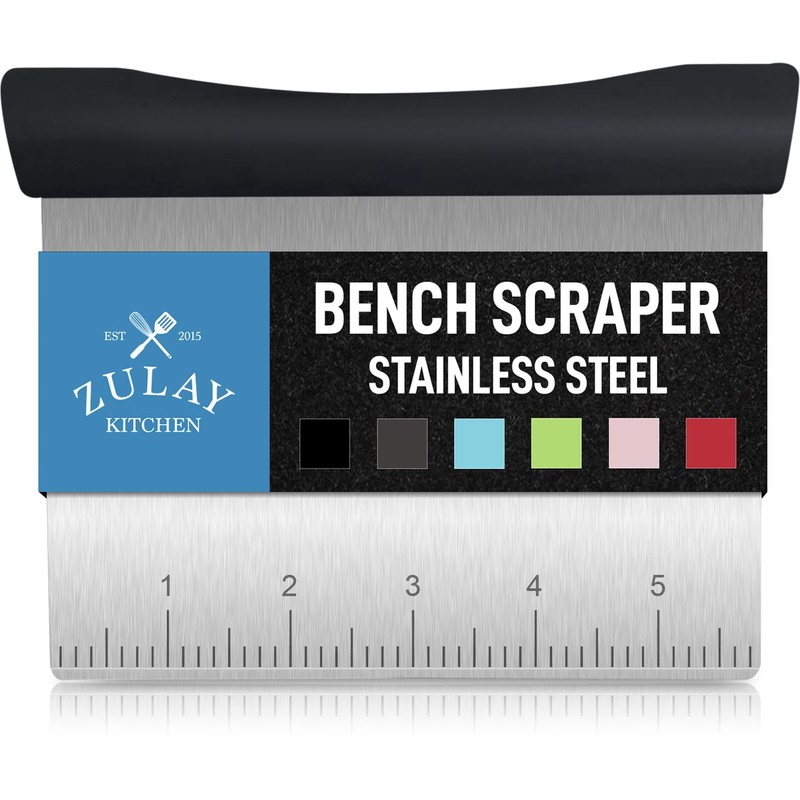 Zulay Premium Multi-purpose Stainless Steel Bench Scraper & Chopper, Easy