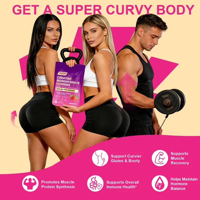 Creatine Monohydrate Gummies for Women – Muscle Recovery Support, Workout
