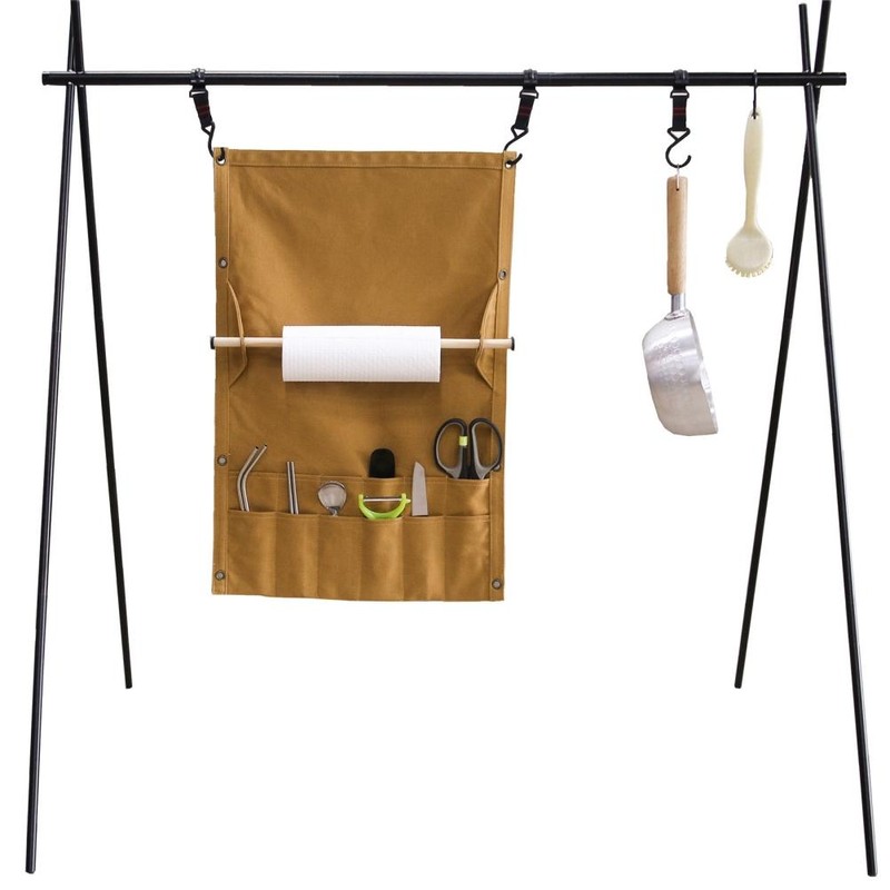 Outdoor Camping Tableware Storage Bag Portable Hanging Canvas Utensil Tissue