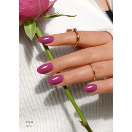 AutyaMee Semi Cured Gel Nail Strips (Plum), Purple, 20 Pcs Gel Nail Wraps, Stickers, UV Light Required, Salon Quality, Long Lasting