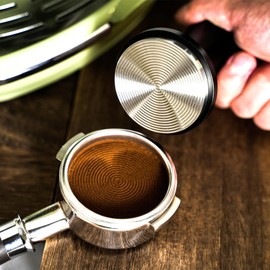 58.35mm Glueckzeit Espresso Tamper for Breville: 30lb Calibrated 2-Spring Loaded Coffee Tamper with Stand and Ripple Base - (58.35mm,Black)