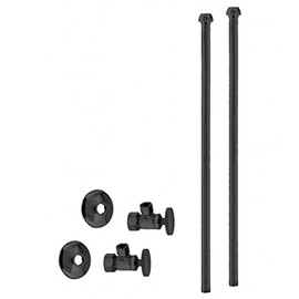 Westbrass A105KBN-62 5/8" x 3/8" OD x 20" Bullnose Riser Supply Line Kit with Round Handle Angle Supply Shut Off Valve for Faucet, Matte Black