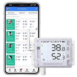 Ubibot GS1-A WiFi Thermometer Hygrometer, Wireless Temperature Data Logger, Remote Humidity Monitor for Greenhouse, Free App & Email Alarm, IFTTT, Alexa (2.4GHz WiFi only)