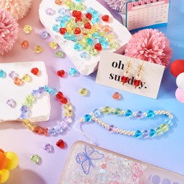Bestewelry 160 pcs Acrylic Heart Beads Sweet Heart Beads Love Heart Acrylic Crystal Beads Loose Spacer Beads for DIY Bracelet Necklace Keychain Jewellery Making