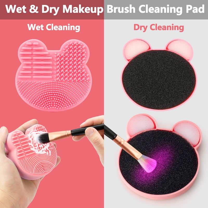 TailaiMei 2 Pack Makeup Brush Cleaning Mat with Color Removal