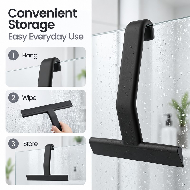 Silicone Shower Squeegee for Glass Doors, Windows & Mirrors –