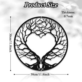ONNIJUN Tree of Life Wall Decor, Metal Wall Art Heart Peach Wall Hanging Decor Silhouette Sculpture Indoor Outdoor Garden Home Decoration, 30X30cm