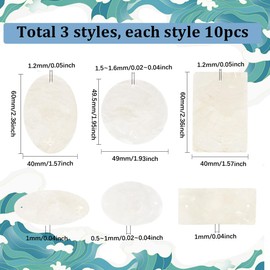 SUNNYCLUE 1 Box 30 Pieces Capiz Shell Pendants Shell Pendants Natural Shells Rectangular Flat Round Hawaii Ocean Beach Connection Pendants for Jewellery Making Charms DIY Craft Accessories, bowl