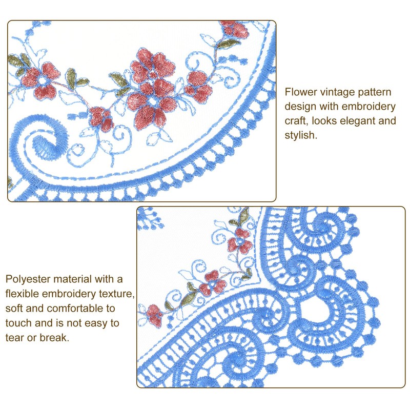 sourcing map Retro Lace Placemat 12x17-in Oval Embroidered Table Place
