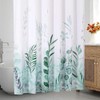 REZAYMRS Green Leaf Shower Curtains with 12 Hooks, Anti-Mould, 180
