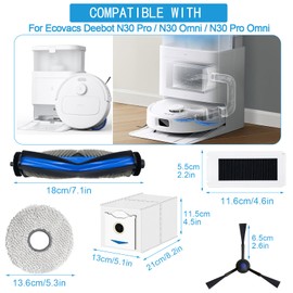 KiimSin KiimSin Ersatzteil f??r Ecovacs Deebot N30 Pro / N30 Omni / N30 Pro Omni Staubsauger Roboter Zubeh?r, 1 Hauptb??rste, 4 Staubbeutel, 4 Wischt??cher, 4 Filter, 4 Seitenb??rsten