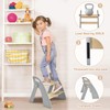 Wooden 2 Step Stool for Kids Bathroom Sink Foldable Anti-Slip