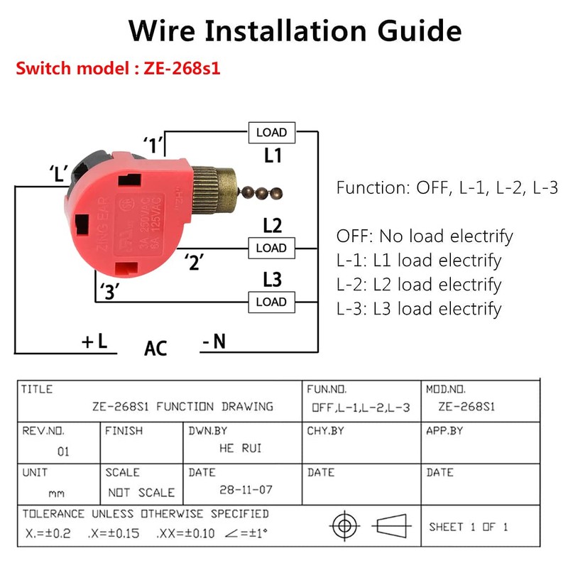 Ceiling Fan Switch,ZE-268s1 3 Way 4-Wire Fan Switch Replacement Speed