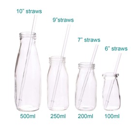 Dakoufish 7 Inch Clear Reusable Plastic Drinking Straws for 10 oz & 12 oz Short Mini Jar/Tumbler,Set of 12 Straws with Cleaning Brush (7inch, Clear)