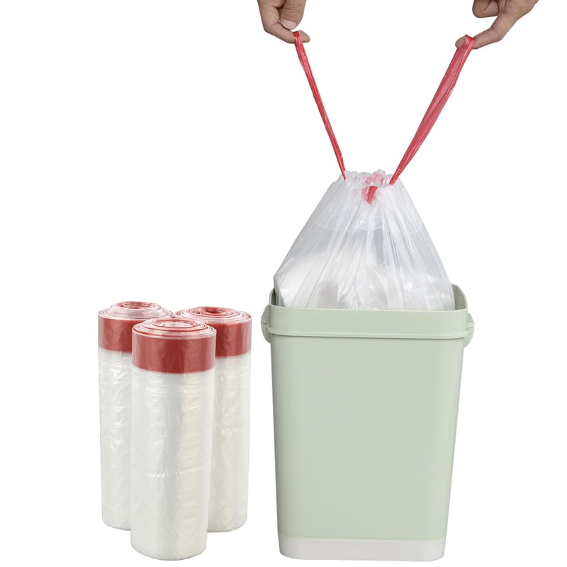 Pekky 8 Gallon Drawstring Trash Bags, Clear, Heavy Duty, 120