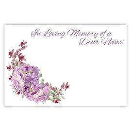 celloexpress In Loving Memory Nana (Lilac Hydrangea) Flower Message Cards - 60mm x 90mm - Bereavement Florist Card Sympathy Condolences Notes (Pack of 10)