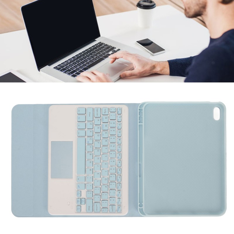 Tablet Case with Magnetic Keyboard Pencil Holder Touchpad for IOS