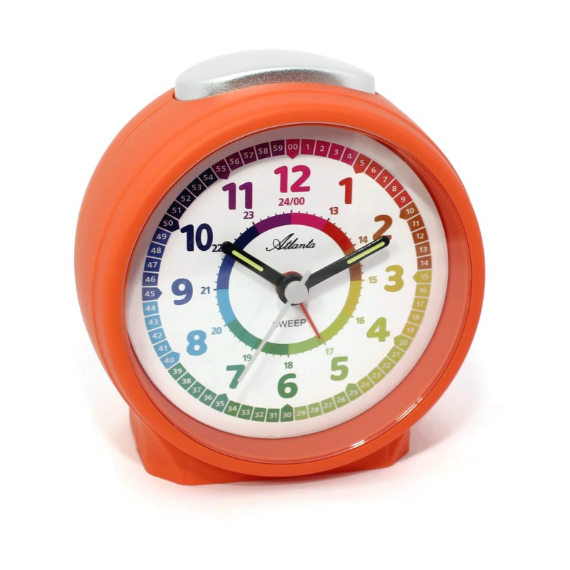 1999-12 Children's Alarm Clock for Girls without Ticking Analogue Orange,
