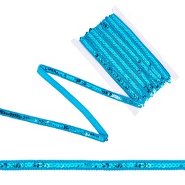 CABODYALS 10.93 Yards 1/2 Inch Blue Sequin Ribbon by The Yard Sparkling Lace Spangles Trim Strip Round Flat Paillettes Versatile Ribbons for Sewing Making Clothing Bag Hats Decor DIY Craft Supply