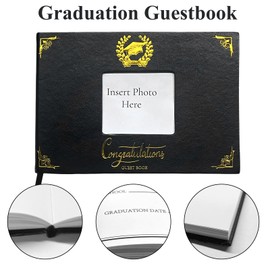 Graduation Guest Book 2025 for Grad Party with Pen, Guests Signature Sign in Leather Books Memory Scrapbook for College High School Gifts