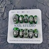 Short Press on Nails Handmade Nails 10Pcs Palace Style Green