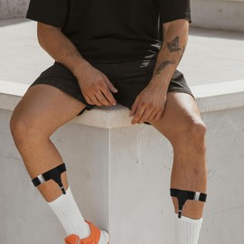 DEARMAMY Adjustable Garter Belts for Men Sock Suspenders Metal Hardware Men's Braces Prevent Socks