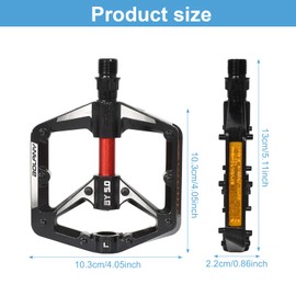 Lunaanda Bicycle Pedals Non-Slip Bicycle Pedals MTB Road Bike Pedals with Reflectors 9/16 Inch 3 Sealed Bearings for Mountain Bike/Trekking/Road Bike