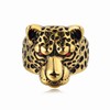 MayiaHey Golden Leopard Head Ring, Hip Hop Leopard Animal Biker