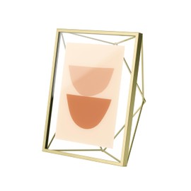 Umbra Prisma 5x7 Picture Frame for Desktop or Wall, Holds One 5”x7” Photo, Matte Brass