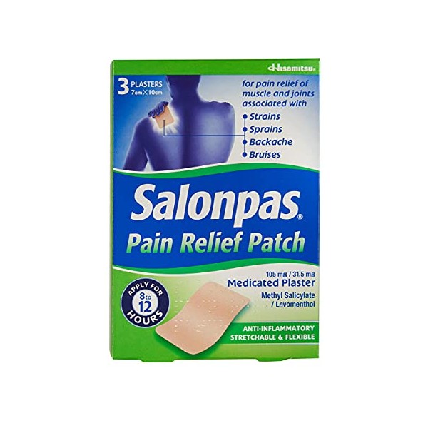 Salonpas Pain Relief Patch - 3 pack - Medicated Plaster for Joint & Muscle Pain