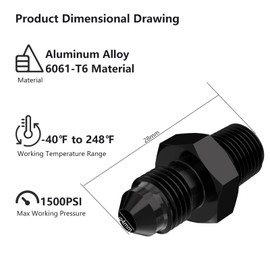 APIELE 3AN Male Flare to 1/8" NPT Black Aluminium Straight Fitting Adapter 2PCS (STL-3AN-1/8NPT)