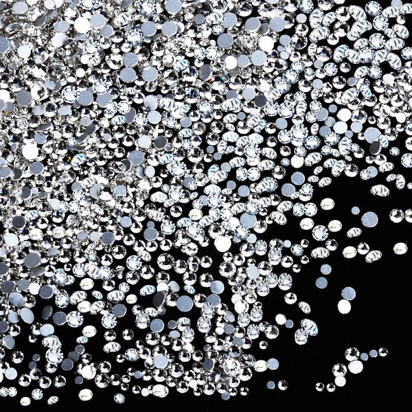 YGDZ - 1728 diamantes de imitación para uñas, piedras de cristal con parte trasera plana transparente para uñas, manualidades, 288 piezas para cada tamaño (SS3 4 5 6 8 10) (transparente)