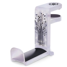 ENHANCE Voltaic 2 PC Gaming Headphone Holder - Desk Headphone Hanger, Headphone Stand with Adjustable 360 Rotation, Under Desk Headphone Hook Clamp, Universal Fit, & Built in Cable Organizer - Clear