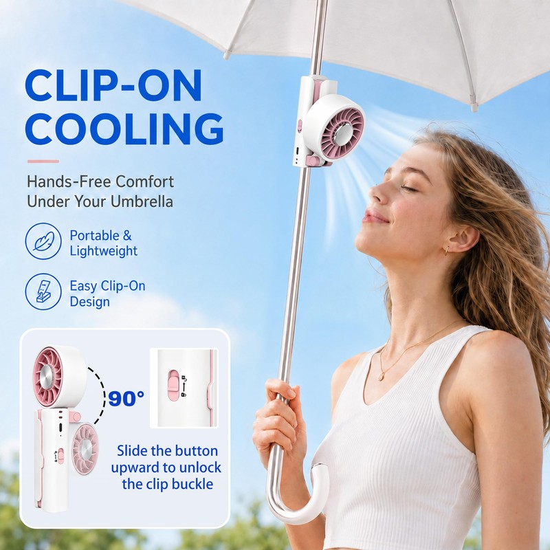 Handheld Portable Fan with Ice Cooling,Ice Cooling Umbrella Clip-on Fan,