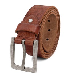ROYALZ Antique Vintage Leather Belt for Men Buffalo Leather Made of Robust 4 mm Full Leather Jeans Men's Belt with Pin Buckle 38 mm, cognac brown