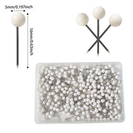 HXMJIED 300 Pcs Round Head Tacks, 1/8 Inch Map Push Pins, White Drawing Pins, Steel Points Map Push Pins, Round Head Map Tacks Push Pins, With Storage Box, for Cork Notice Board, Bulletin Boards