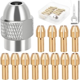 EATBALE Collet Set for Dremel 225 3000 4000 4250 4485 8220 Accessories Kit, 4485 Brass Collet(0.8mm-3.2mm) Metal Nut Quick Change Multi Tools Rotary Tool Shock Resistance Replacement Parts